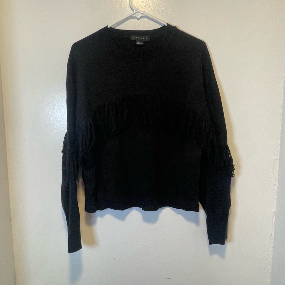 Sanctuary Black Fringe Sweater women’s size medium
